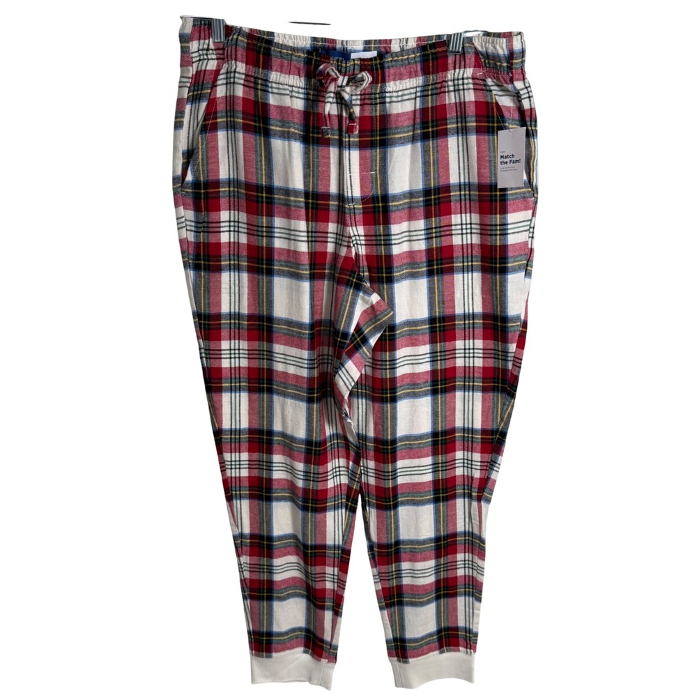 Old Navy Men Large Red White Plaid 100% Cotton Pajama Pants NWT 486348-00-1 Fall